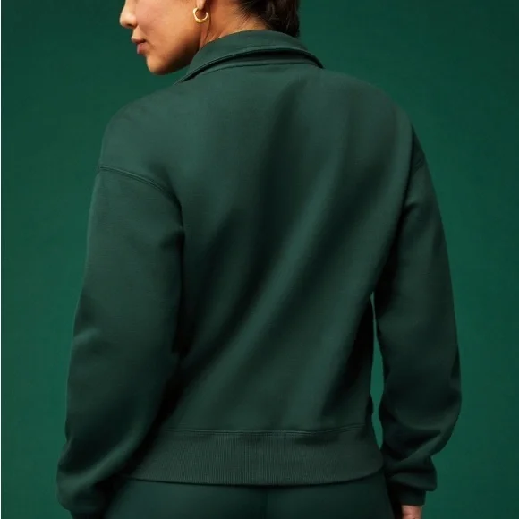 Women’s Half-Zip Pullover Sweatshirt - Dark Green Fabletics - Picture 2 of 3